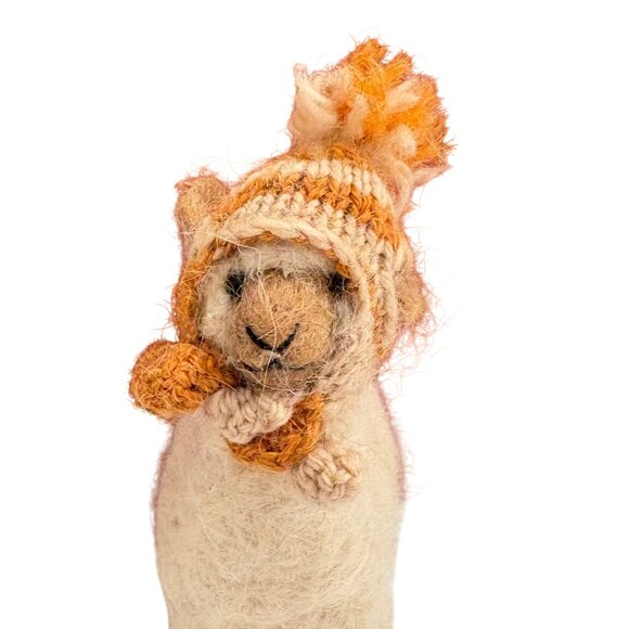 Handmade Alpaca Wool Ornaments Set With Knit Hat & Scarf - Picture 3 of 15